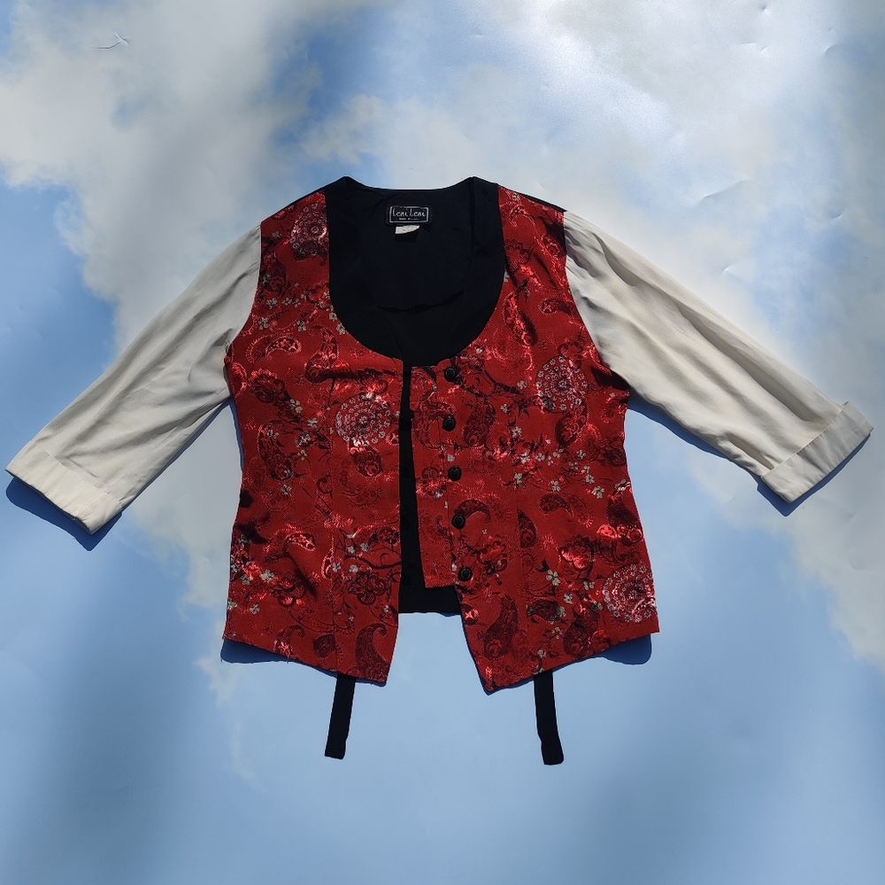 90s Red & White Silk Jacket Vintage 90s  Red Contrast Dress Jacket
